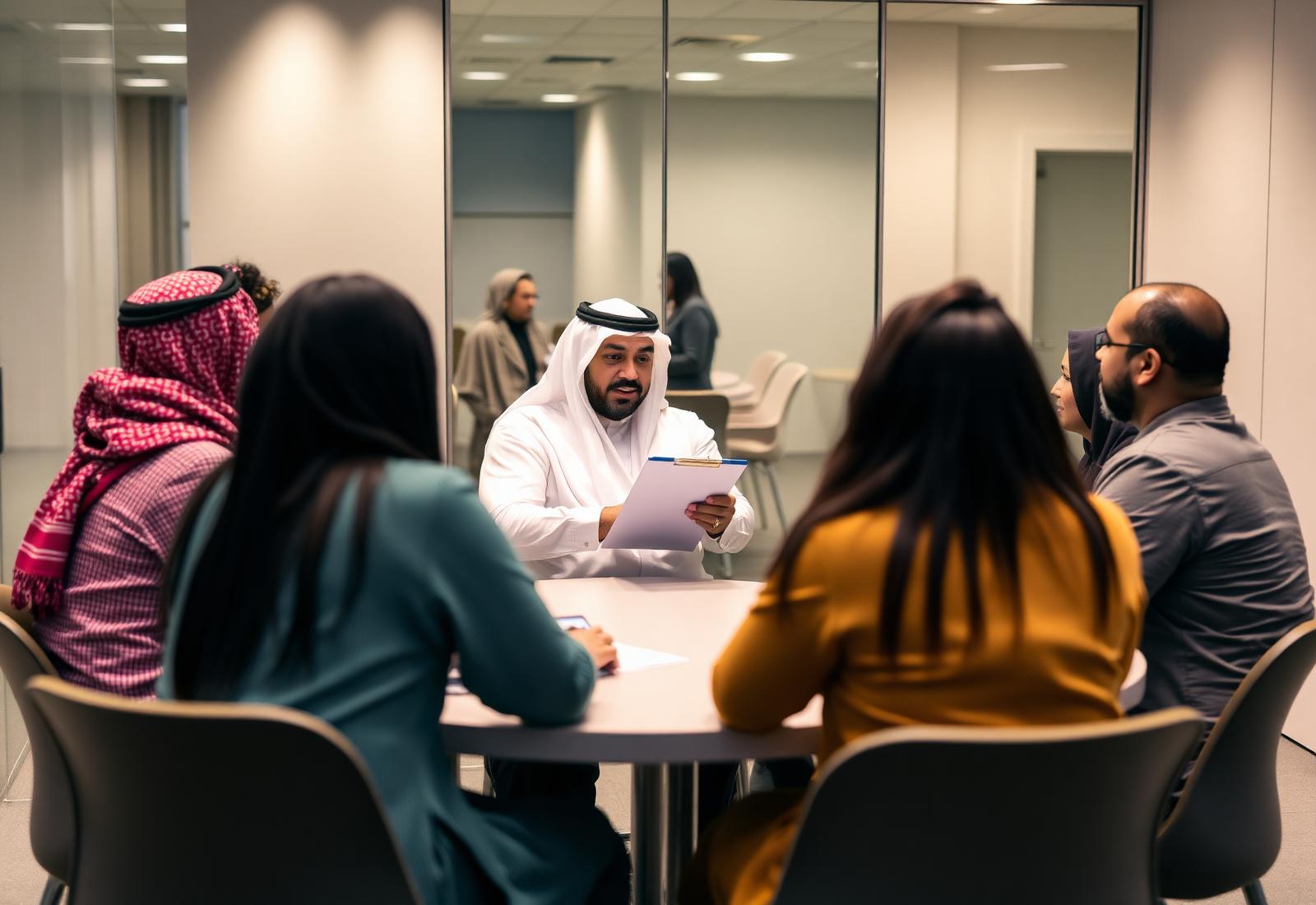 Focus group discussion with MENA participants at a Freeminds research facility